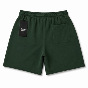 Pantalones Cortos de Felpa de Algodón Grueso Personalizados para Hombre, Verano, Casual, Gimnasio, Entrenamiento, Venta al por Mayor, Lisos, Verde Bosque, con Cordón Ajustable - Product Image 5