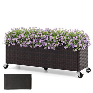 Fioriera Mobile con Ruote Scorrevoli e Rivestimento Antipercolamento del Terreno, Capacità 60 kg, per Balcone, Patio, Soggiorno - Product Image 1