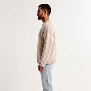 Pull tricoté d'hiver pour homme, col rond, coupe ample, manches longues, doux et chaud, personnalisable, vente en gros - Product Image 3