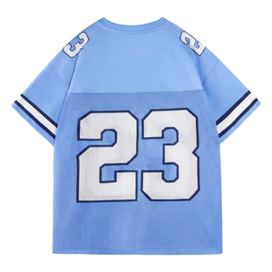 Maillot de football personnalisé en mesh, col en V, manches courtes, respirant, 100 % polyester, unisexe, adulte, numéro d'équipe 23 imprimé, vêtements de sport - Product Image 4