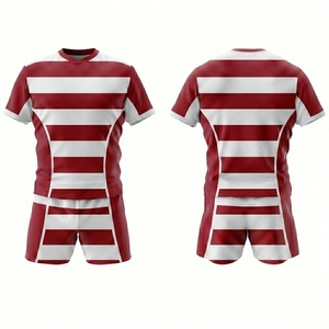 Men's Rugby Jersey Set Striped Blue Yellow V-Neck Short Sleeve Breathable Polyester Sportswear All Seasons Apparel - Product Image 3