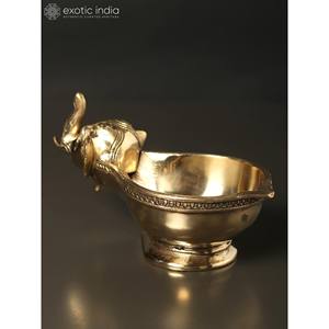 Elefante de diseño hecho a mano de 7 pulgadas Diya en latón Lámpara de latón decorativa con diseño de elefante para decoración del hogar y decoración del templo - Product Image 4