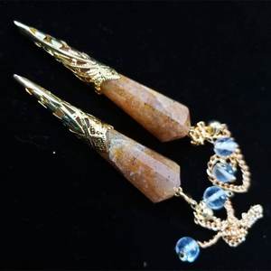 Pendentif Chakra Reiki en agate mélangée, cône en métal, cristal facetté, Reiki de guérison, fait main en Inde - Product Image 4