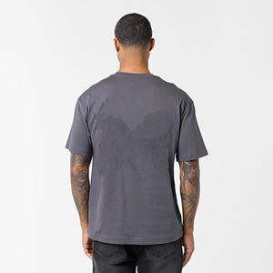 T-shirt à manches courtes pour homme, gris, col rond, couleur unie, jersey décontracté en coton, coupe classique - Product Image 6