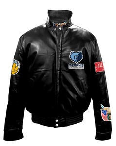 Veste matelassée en cuir pleine fleur Memphis Grizzlies noire - Product Image 1