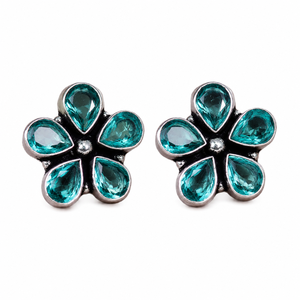 Comparative Price Antique <b>Silver</b> Plated Brass Bezel Setting Multicolor Zircon Floral <b>Stud</b> Earrings for Women Wholesale Supplier - Product Image 1
