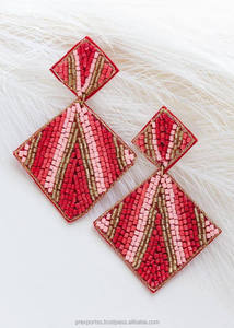 Pendientes de aro hechos a mano con cuentas de patatas fritas, comida rápida y tema de corazón para mujer para fiesta al por mayor - Product Image 6