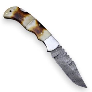 Cuchillos Plegables para Exteriores, Hoja de Acero con Patrón Damasco, Diseño Compacto Hecho a Mano, Mango Cómodo para Camping, Caza y Senderismo - Product Image 2