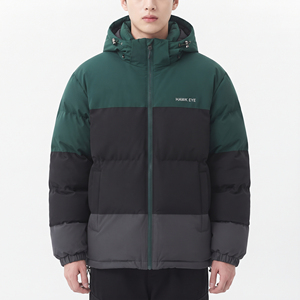 Chaqueta Acolchada con Capucha para Hombre Hawk Eye, Diseño Color Block, Abrigo de Invierno Resistente al Viento, Relleno Grueso de Poliéster - Product Image 4