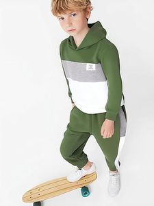 Conjunto de Ropa Deportiva para Niños, Estilo Urbano Moderno, Tela de Algodón Suave y Transpirable, Lavado Ácido Vintage, Elástico - Product Image 4