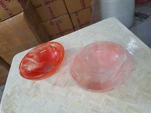 Tazón para Ensalada de Resina Hecho a Mano con Piedra Pulida de Color Rosa Rojizo, Vajilla Decorativa Moderna - Product Image 3