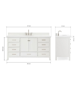 Mueble de Baño Abigail de 67 Pulgadas Directo de Fábrica, Color Blanco, con Lavabo Individual, Encimera de Cuarzo Blanco Puro Opcional, Directo de Fábrica Vietnam - Product Image 6