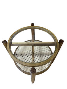 Table basse ovale double couche en verre, style bohème, en rotin et bois massif, pour salon, mobilier de maison, fabriquée au Vietnam - Product Image 4