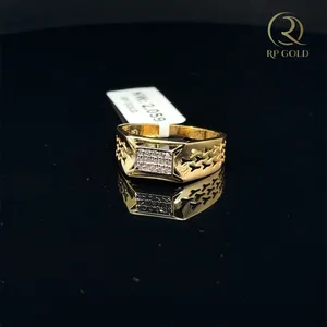Mens <b>gold</b> <b>ring</b> with diamond cluster design stylish modern band perfect for everyday wear special occasions quality jewelry gift - Product Image 3