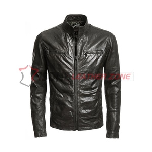 New Black Color Fashion Lambskin Genuine Leather Men's Jacket - Product Image 3