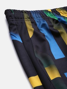 Pantalones Cortos Deportivos para Hombre, Color Azul con Bloques de Color, Franja Lateral, Secado Rápido, Cintura Elástica, Largo Bermuda - Product Image 6