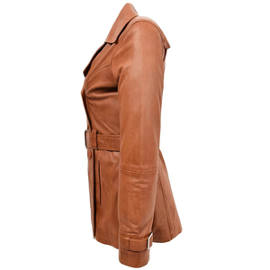Solid Trader Top Quality Soft Real <b>Sheepskin</b> Luxury Feel Distinctive Fashion Outerwear Womens Long Leather <b>Jacket</b> - Product Image 2