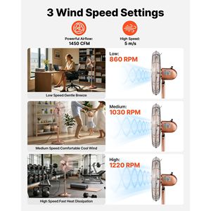 Ventilatore a piantana industriale da 16 pollici ad alta velocità, 1450 CFM, con maniglia e oscillazione a 75 gradi - Product Image 2
