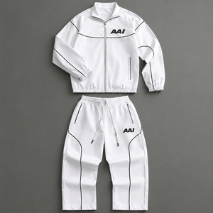 Conjunto Deportivo de Dos Piezas para Hombre, de Secado Rápido, Resistente al Agua, Transpirable, de Poliéster, para Otoño, Ropa Urbana, Sudadera con Capucha y Chaqueta - Product Image 1