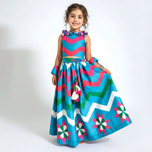 Conjunto de Lehenga Choli para Niñas con Diseño Premium, Estampado Digital, para Bodas y Fiestas, Traje Étnico Indio, Disponible a Precio de Exportación - Product Image 1