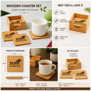 Ensemble de sous-verres en bois, produits de bureau promotionnels personnalisés avec impression pour Thanksgiving et la fête des mères - Product Image 3