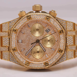 Nouvelle Montre Sport de Luxe pour Homme 41mm en Acier Inoxydable, Cadran Sertie de Grands Diamants Moissanite, Logo Carré en Alliage, Quartz, Style Hip Hop - Product Image 1