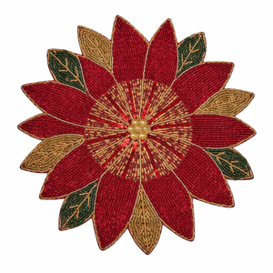 Set de table brodé à la main par des artisans, avec perles de verre et sequins, 5 mm, classique, pour événements festifs, maison, motif floral, café, repas - Product Image 4