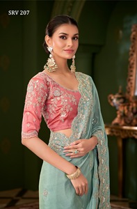 ชุดส่าหรีทรงสวยทันสมัยพร้อมเสื้อปักลายประณีต ชุดอินเดียระดับพรีเมียมสำหรับงานแต่งงาน งานเลี้ยง และงานเทศกาลวัฒนธรรม - Product Image 4