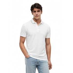 Chemise Homme Blanche à Manches Courtes Personnalisée en Coton Piqué Décontractée pour le Golf et le Sport, Coupe Slim, Haut Décontracté Habillé, Respirant, Été, 180g - Product Image 1