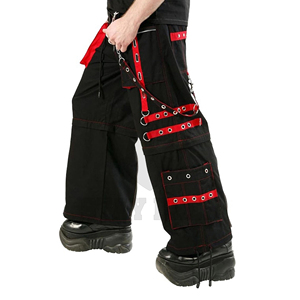 Pantalon cargo gothique taille haute, jambe large, multi-poches, style streetwear alternatif, décontracté pour le quotidien - Product Image 4