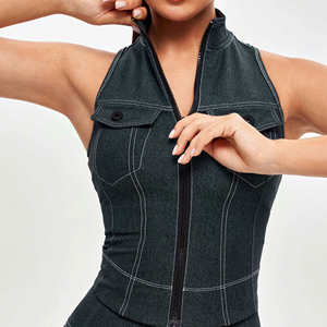Gilet de sport léger à séchage rapide pour femme, fermeture éclair avant, haute élasticité, pour fitness et yoga - Product Image 2