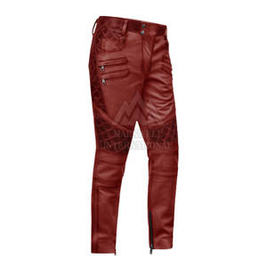 Pantalones de cuero genuino de alta calidad OEM para hombre, pantalones de cuero de moda a la venta en alta calidad - Product Image 1