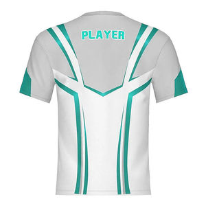 T-shirt E-Sports RICSA INTERNATIONAL unisexe blanc et vert à imprimé gaufré, sans col, séchage rapide, coton 240g, manches courtes - Product Image 3