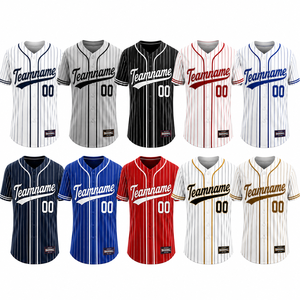 Maillot de baseball personnalisé à rayures fines, uniforme d'équipe sublimé, fabricant OEM ODM de haute performance, 100 % polyester antibactérien - Product Image 2