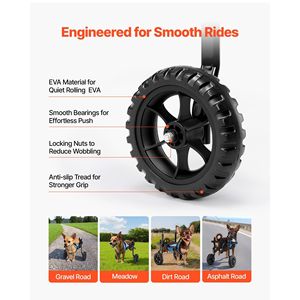Carrozzina Manuale Leggera per Cani con 2 Ruote Regolabili e Ammortizzatori per Supporto della Mobilità e delle Zampe Posteriori - Product Image 6