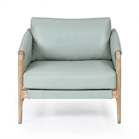 Fauteuil en cuir moderne avec pieds en bois, dossier solide, style scandinave, chaise de salon, meubles de maison