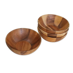 Juego de 4 Tazones para Servir Aperitivos de Madera de Acacia Ecológicos, Hechos a Mano, Duraderos, Multiusos, para Salsas y Condimentos, Excelente Precio - Product Image 3