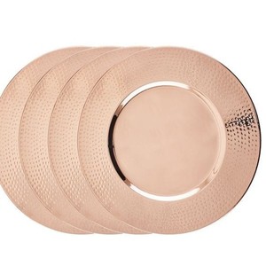 Ensemble de sous-plats en cuivre martelé micro-haméreur – Base de vaisselle métallique haut de gamme pour la restauration et la location d'événements de luxe - Product Image 1