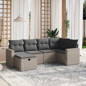 Conjunto de Sofás Modulares Grandes de Ratán Sintético Gris para Jardín, Muebles de Jardín de Alta Calidad en Varias Piezas - Product Image 1