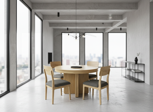 Ensemble table ronde et table basse en frêne massif, style minimaliste moderne, avec 4 chaises, finition naturelle, meubles de salon - Product Image 4