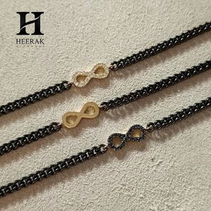 Modern Infinity Charm Bracelet Men's/Unisex Black <b>Chain</b> Bracelet with Gold Infinity Symbol <b>Iced</b> <b>Out</b> CZ Diamond Infinity Jewelry - Product Image 5