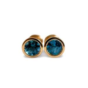 Blue 1CT Round Cut Gemstone Solitaire Daily Wear Stud <b>Earring</b> Moissanite With 14K Solid Gold <b>Fine</b> Jewelry For Partner - Product Image 1