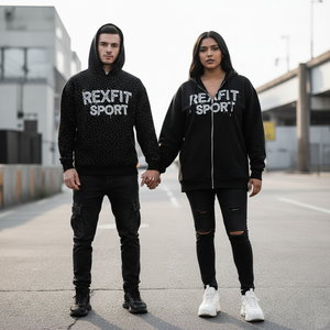 เสื้อฮู้ด Rexfit Sports แบบสั่งทำพิเศษ ประดับด้วยคริสตัล พิมพ์ลาย DTG ผ้าฝ้าย 100% เสื้อฮู้ดครอปปี้ ปักลาย เสื้อฮู้ดผ้าเฟรนช์เทอร์รี่ - Product Image 3