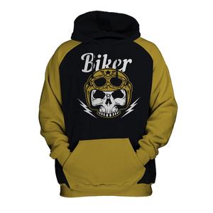 Biker Skull Hoodie Unisex Polyester/Cotton Casual Sweatshirt Green Black Full Sleeve Drawstring Pocket Lightweight Loose Fit - Product Image 5