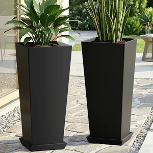 Jardinière carrée noire moderne en résine pour plantes vertes de jardin, design minimaliste - Product Image 3