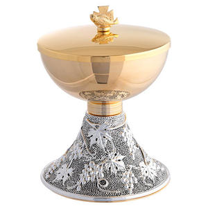 Ciborio con Tapa para Altar de Iglesia, Ceremonia Religiosa, Servicio de Comunión, Uso Espiritual, Material de Latón, Vajilla Sagrada, Decoración - Product Image 2