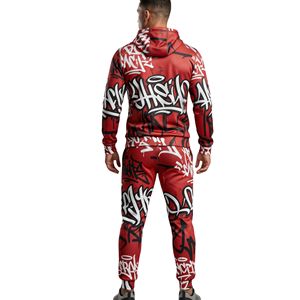 Ensemble de survêtement camouflage rouge sublimé, respirant, à capuche, pour le sport, pull-over et pantalon de jogging, performance urbaine - Product Image 2