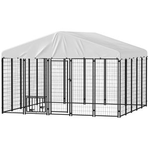 Copertura Impermeabile per Recinto per Cani Girevole a 360 Gradi, con Ciotole Regolabili a 4 Livelli, in Rete Saldata, per Esterni, 9.8FT X 9.8FT X 6.8FT - Product Image 1