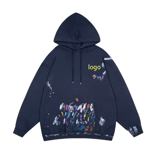 Sudadera con Capucha Extra Grande para Hombre, Diseño con Estampado Pintado a Mano, Bolsillos, Ropa Casual de Invierno, Tejido de Punto, Corte Regular, Logotipo Frontal, 100% Algodón - Product Image 4