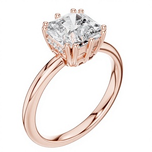 Bague en diamant taille radiant avec alliance en or rose pour femme, bijou élégant pour fiançailles et mariage, cadeau pour elle - Product Image 3